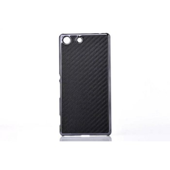 Пластиковый непрозрачный матовый чехол с текстурным покрытием Металл для Sony Xperia M5  Черный
