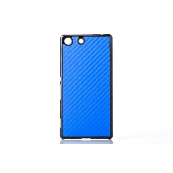 Пластиковый непрозрачный матовый чехол с текстурным покрытием Металл для Sony Xperia M5  Синий