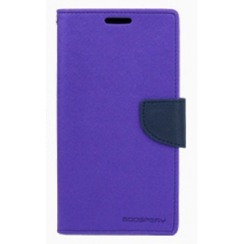 Чехол горизонтальная книжка подставка на силиконовой основе с отсеком для карт на магнитной защелке для Sony Xperia M5 Фиолетовый