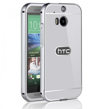 Двухкомпонентный чехол c металлическим бампером с поликарбонатной накладкой для HTC One (M8)  Белый