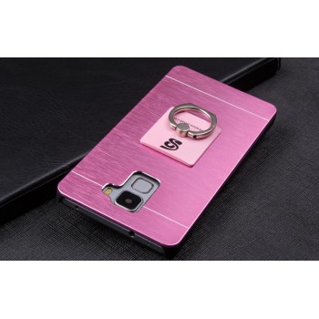 Пластиковый непрозрачный матовый чехол с текстурным покрытием Металл для Huawei Honor 7  Розовый