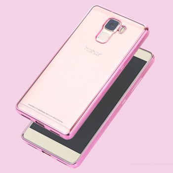 Силиконовый матовый полупрозрачный чехол с текстурным покрытием Металлик для Huawei Honor 7  Розовый