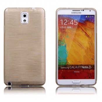 Силиконовый матовый полупрозрачный чехол металлик для Samsung Galaxy Note 3  Бежевый