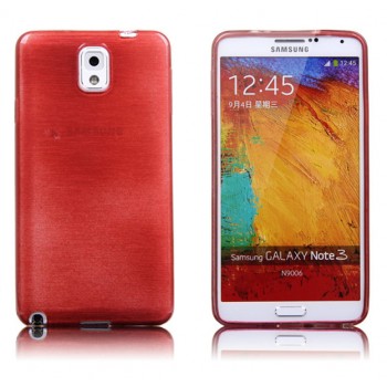 Силиконовый матовый полупрозрачный чехол металлик для Samsung Galaxy Note 3  Красный