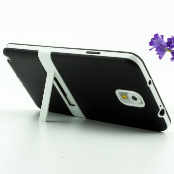 Двухкомпонентный силиконовый матовый полупрозрачный чехол с поликарбонатными бампером и крышкой и встроенной ножкой-подставкой для Samsung Galaxy Note 3 