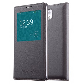 Чехол смарт флип на встраиваемой пластиковой основе с окном вызова для Samsung Galaxy Note 3 Серый
