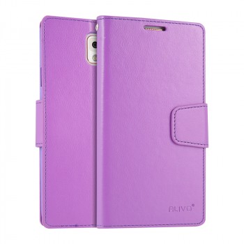 Чехол портмоне подставка на силиконовой основе на магнитной защелке для Samsung Galaxy Note 3  Фиолетовый