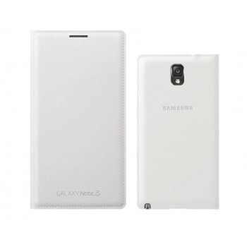 Оригинальный чехол смарт флип на пластиковой основе с отсеком для карт для Samsung Galaxy Note 3  Белый