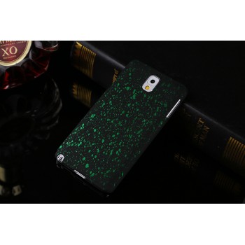 Пластиковый непрозрачный матовый чехол с голографическим принтом Звезды для Samsung Galaxy Note 3  Зеленый
