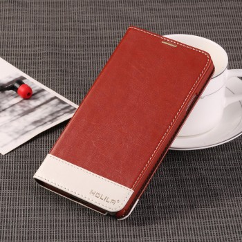 Глянцевый водоотталкивающий чехол портмоне подставка на пластиковой основе для Samsung Galaxy Note 3  Коричневый