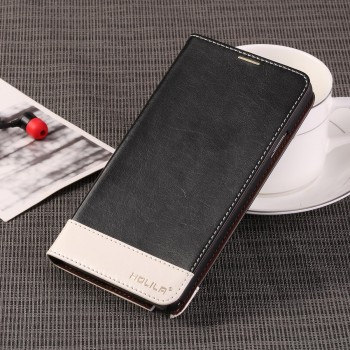 Глянцевый водоотталкивающий чехол портмоне подставка на пластиковой основе для Samsung Galaxy Note 3  Черный