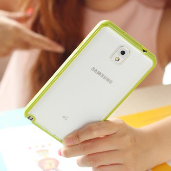 Силиконовый матовый полупрозрачный чехол с улучшенной защитой элементов корпуса (заглушки) для Samsung Galaxy Note 3  Зеленый