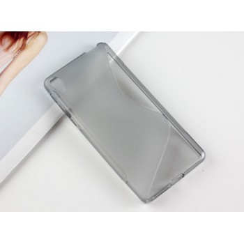 Силиконовый матовый непрозрачный чехол с дизайнерской текстурой S для Sony Xperia E5  Серый
