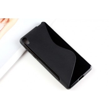 Силиконовый матовый непрозрачный чехол с дизайнерской текстурой S для Sony Xperia E5  Черный