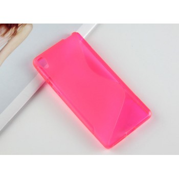 Силиконовый матовый непрозрачный чехол с дизайнерской текстурой S для Sony Xperia E5  Розовый