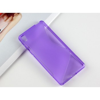 Силиконовый матовый непрозрачный чехол с дизайнерской текстурой S для Sony Xperia E5  Фиолетовый