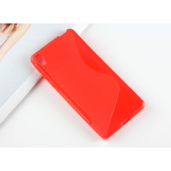 Силиконовый матовый непрозрачный чехол с дизайнерской текстурой S для Sony Xperia E5  Красный