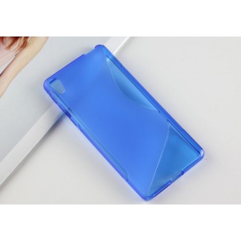 Силиконовый матовый непрозрачный чехол с дизайнерской текстурой S для Sony Xperia E5  Синий