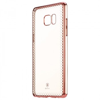 Силиконовый матовый полупрозрачный чехол с текстурным покрытием Узоры для Samsung Galaxy Note 7  Розовый