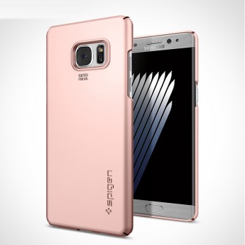 Пластиковый непрозрачный матовый чехол с улучшенной защитой элементов корпуса для Samsung Galaxy Note 7  Розовый