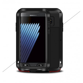 Цельнометаллический противоударный чехол из авиационного алюминия на винтах с мягкой внутренней защитной прослойкой для гаджета с прямым доступом к разъемам для Samsung Galaxy Note 7 Черный