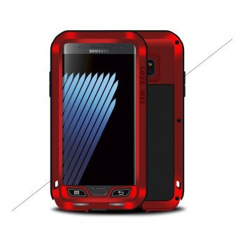 Цельнометаллический противоударный чехол из авиационного алюминия на винтах с мягкой внутренней защитной прослойкой для гаджета с прямым доступом к разъемам для Samsung Galaxy Note 7 Красный