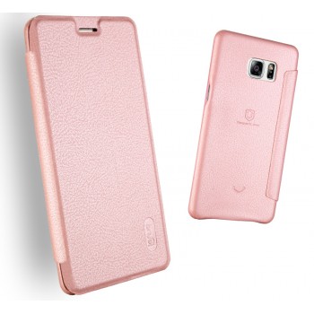 Чехол горизонтальная книжка на пластиковой основе с отсеком для карт для Samsung Galaxy Note 7  Розовый