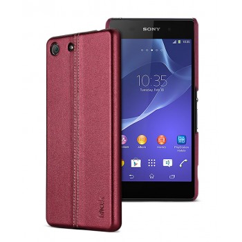 Чехол накладка текстурная отделка Кожа для Sony Xperia M5  Красный