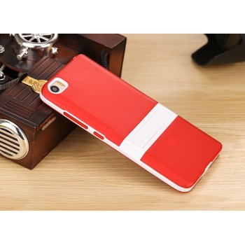 Двухкомпонентный силиконовый матовый полупрозрачный чехол с поликарбонатным бампером и встроенной ножкой-подставкой для Xiaomi MI5  Красный