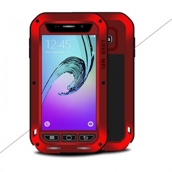Эксклюзивный многомодульный ультрапротекторный пылевлагозащищенный ударостойкий нескользящий чехол алюминиево-цинковый сплав/силиконовый полимер для Samsung Galaxy A3 (2016)  Красный