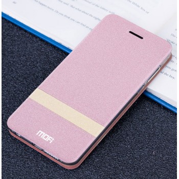Чехол горизонтальная книжка подставка текстура Линии на силиконовой основе с тканевым покрытием для Meizu M3s Mini  Розовый