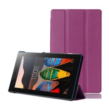 Сегментарный чехол книжка подставка на непрозрачной поликарбонатной основе для Lenovo Tab 3 7 Essential  Фиолетовый