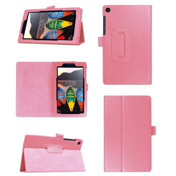 Чехол книжка подставка с рамочной защитой экрана и крепежом для стилуса для Lenovo Tab 3 7 Essential Розовый