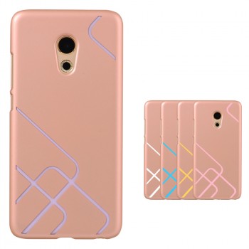 Пластиковый непрозрачный матовый чехол с текстурным покрытием Металл и сменными вкладышами для Meizu MX6  Розовый