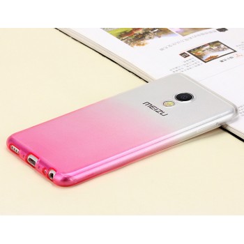 Силиконовый матовый полупрозрачный градиентный чехол для Meizu MX6  Розовый