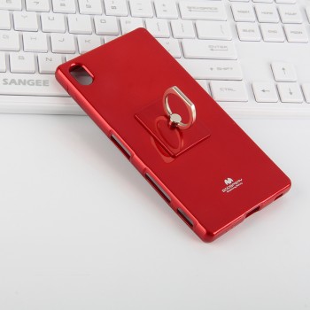 Силиконовый глянцевый непрозрачный чехол с встроенной ножкой-подставкой для Sony Xperia Z5 Premium  Красный