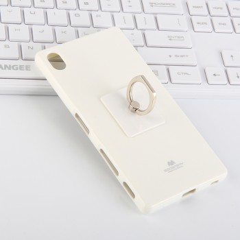 Силиконовый глянцевый непрозрачный чехол с встроенной ножкой-подставкой для Sony Xperia Z5 Premium  Белый