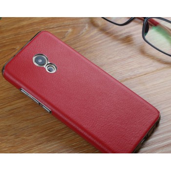 Пластиковый непрозрачный матовый чехол с текстурным покрытием Кожа для Meizu Pro 6 Красный