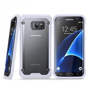 Двухкомпонентный противоударный чехол силикон/поликарбонат для Samsung Galaxy S7 Edge  Белый
