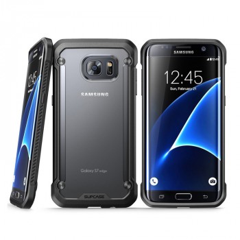 Двухкомпонентный противоударный чехол силикон/поликарбонат для Samsung Galaxy S7 Edge  Черный