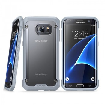Двухкомпонентный противоударный чехол силикон/поликарбонат для Samsung Galaxy S7 Edge  Серый
