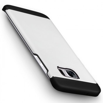 Противоударный двухкомпонентный силиконовый матовый непрозрачный чехол с поликарбонатными вставками экстрим защиты для Samsung Galaxy S7 Edge Белый