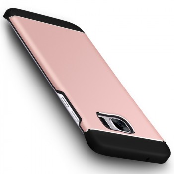 Противоударный двухкомпонентный силиконовый матовый непрозрачный чехол с поликарбонатными вставками экстрим защиты для Samsung Galaxy S7 Edge Розовый