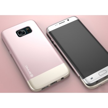 Пластиковый непрозрачный матовый чехол сборного типа для Samsung Galaxy S7 Edge  Розовый
