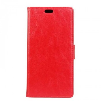 Вощеный чехол портмоне подставка на силиконовой основе на магнитной защелке для Huawei Honor 8  Красный