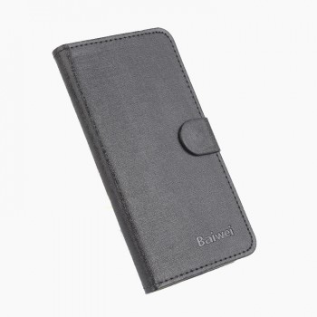 Текстурный чехол горизонтальная книжка подставка на силиконовой основе с отсеком для карт на магнитной защелке для Huawei Honor 8  Черный