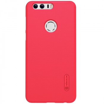 Пластиковый непрозрачный матовый нескользящий премиум чехол для Huawei Honor 8  Красный