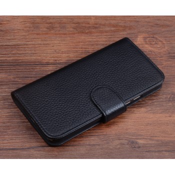 Кожаный чехол портмоне подставка (премиум нат. кожа) с крепежной застежкой для Huawei Honor 8  Черный