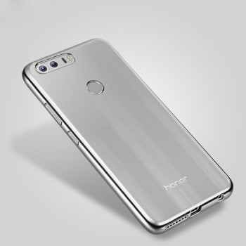 Силиконовый матовый полупрозрачный чехол с текстурным покрытием Металлик для Huawei Honor 8  Серый