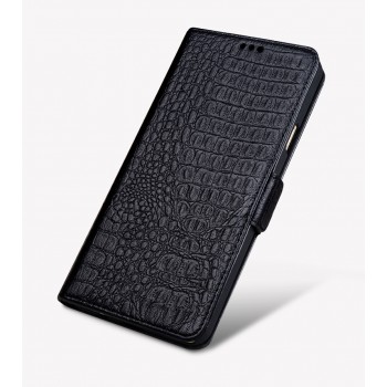 Кожаный чехол горизонтальная книжка подставка (премиум нат. кожа крокодила) с крепежной застежкой для Huawei Honor 8